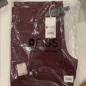 Figs burgundy xs tall kade scrub pants